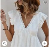 Eyelet V-Neck Ruffle Sleeve Lace Trim Tee
