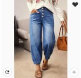 Button-Front Tapered Loose-Fit Jeans
