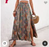 Print Slit A-Line Skirt