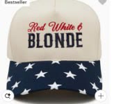 'Red White & Blonde' Star Print Cap (Navy)